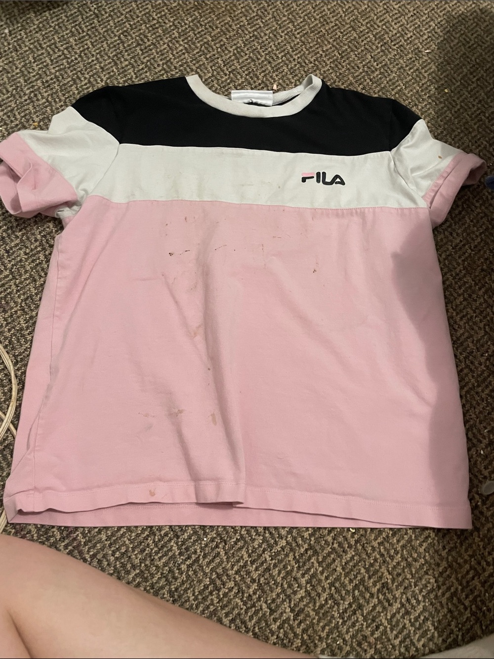 Fila Kids Pink White & Black Colorblock Short Sleeve Tee
